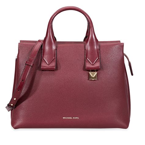 rollins large pebbled leather satchel by michael kors oxblood|Michael Kors NEW Large Oxblood Pebbled Leather Rollins .